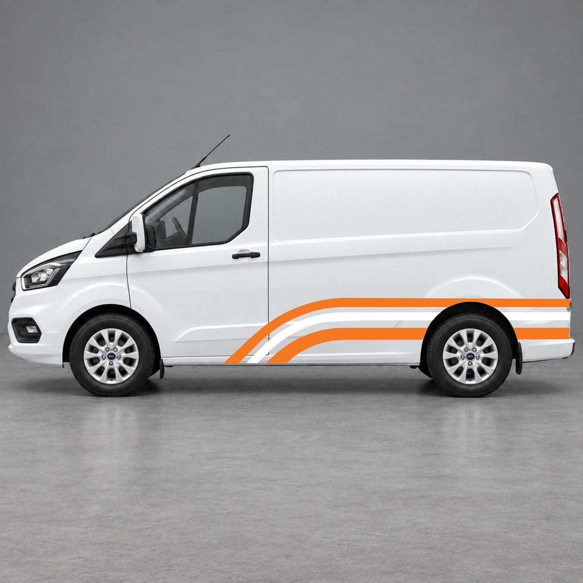 Ford Transit Custom Retro Triple-Arch Side Stripes in Orange & White
