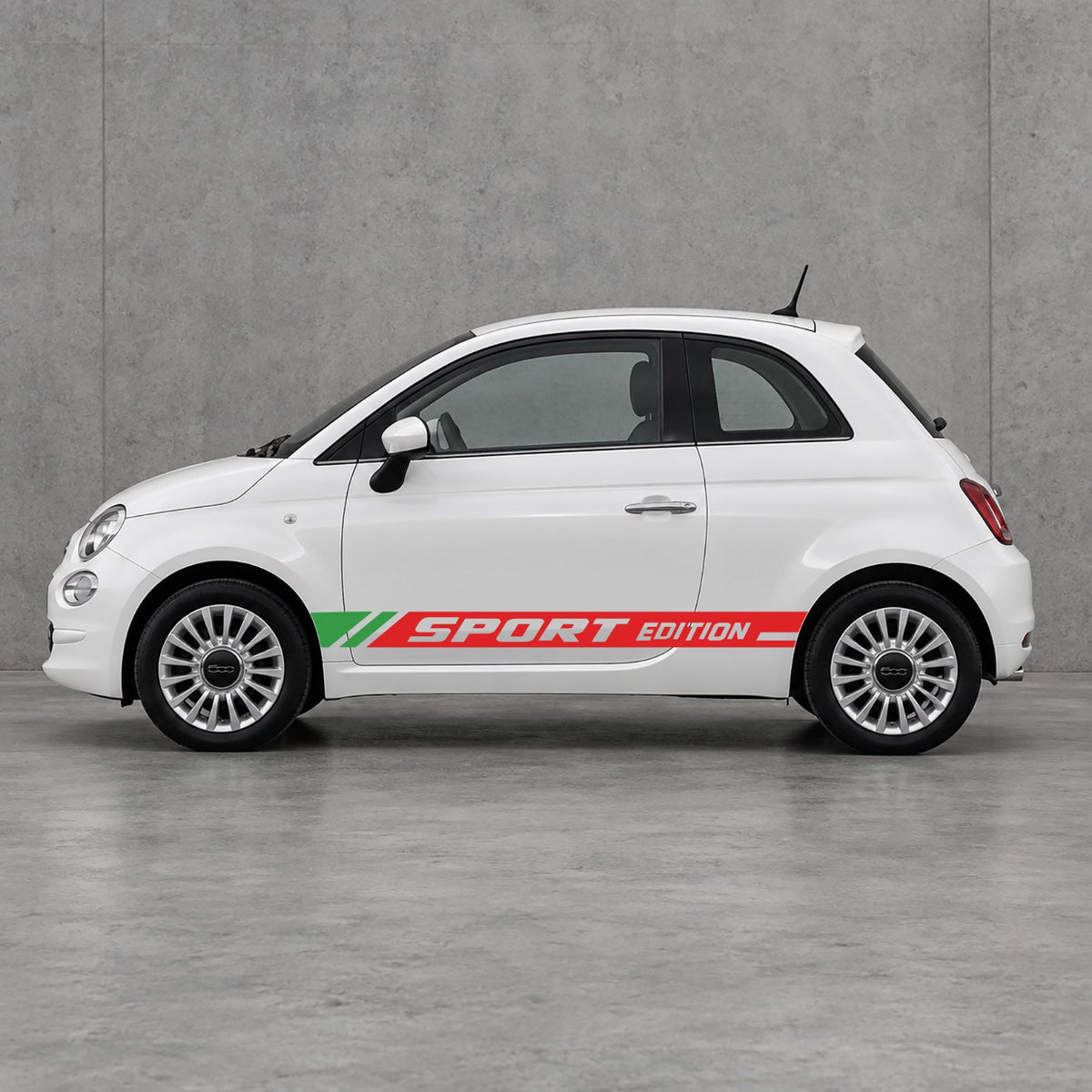 Fiat 500 Sport Edition Side Stripes Kit - Pair Supplied in Red & Green