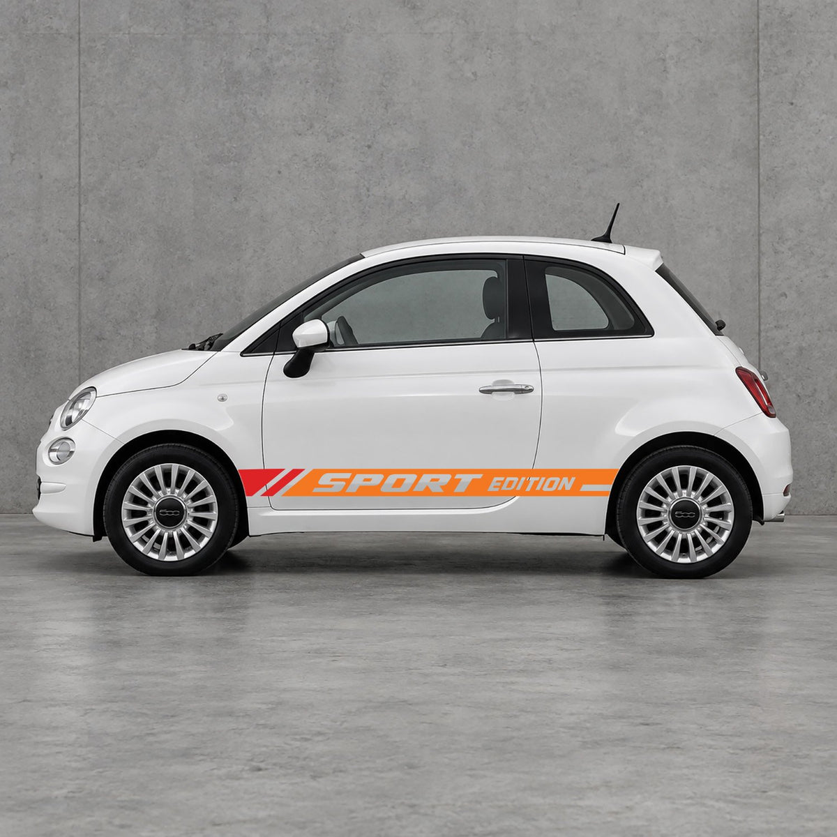 Fiat 500 Sport Edition Side Stripes Kit - Pair Supplied in Orange & Red