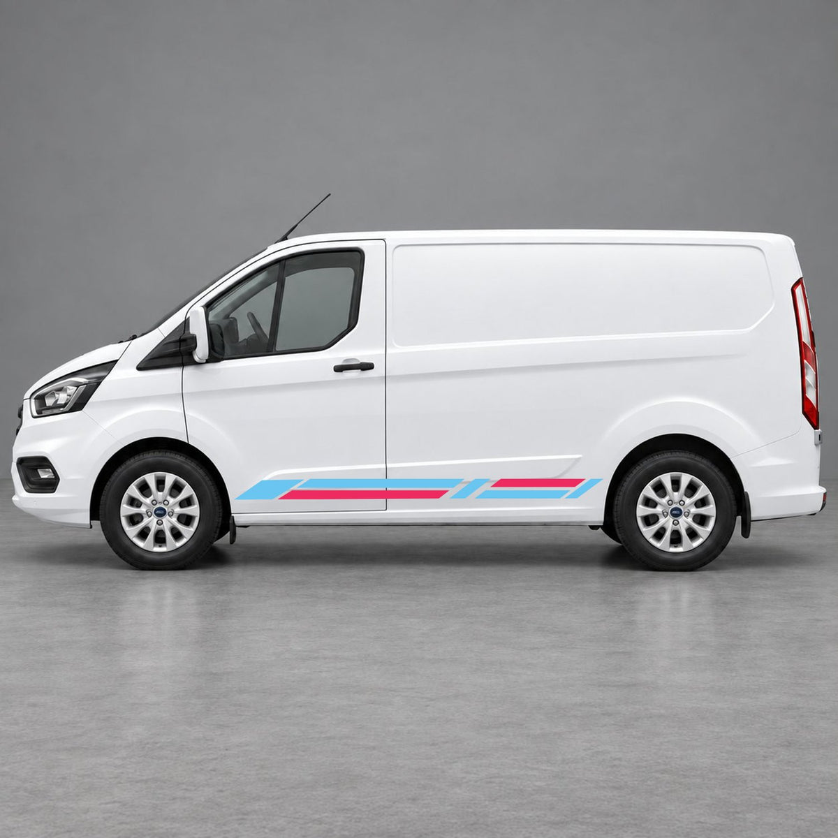 Ford Transit Custom Geometric Lower Side Stripes in Light Blue & Pink