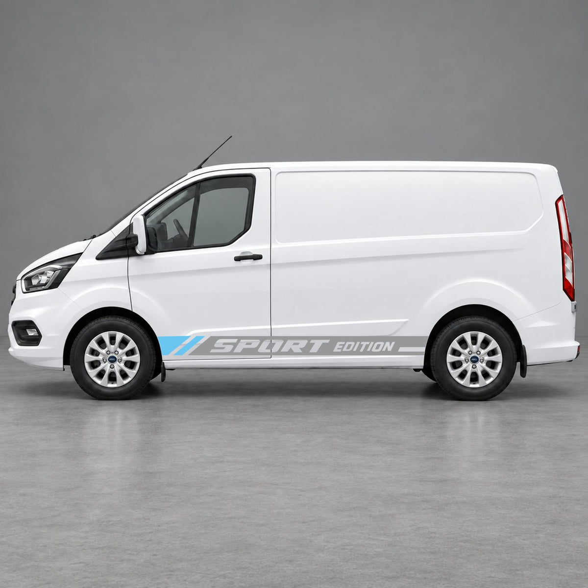 Ford Transit Custom Sport Edition Lower Side Graphics in Grey & Light Blue