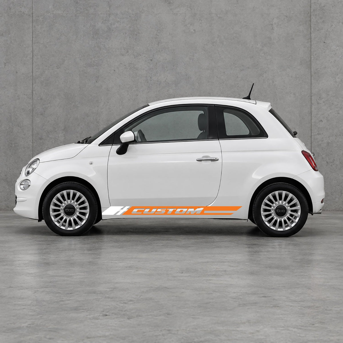 Fiat 500 Custom Lower Side Stripes Kit - Pair Supplied in Orange & White
