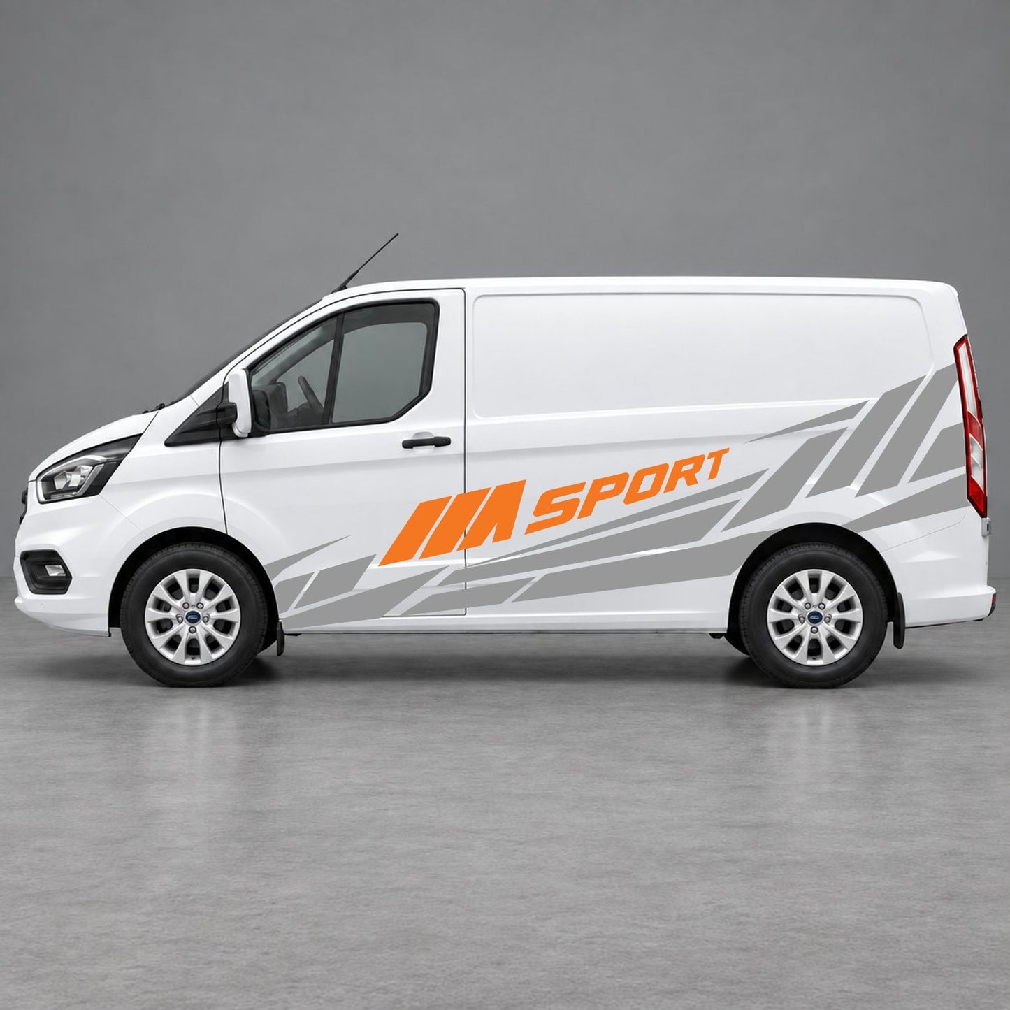 Ford Transit Custom M Sport Racing Side Graphics in Grey & Orange