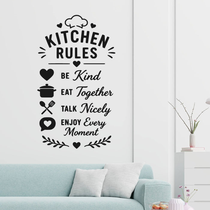 Family Kitchen Rules Wall Sticker ‚Äì Be Kind Eat Together Quote Decal