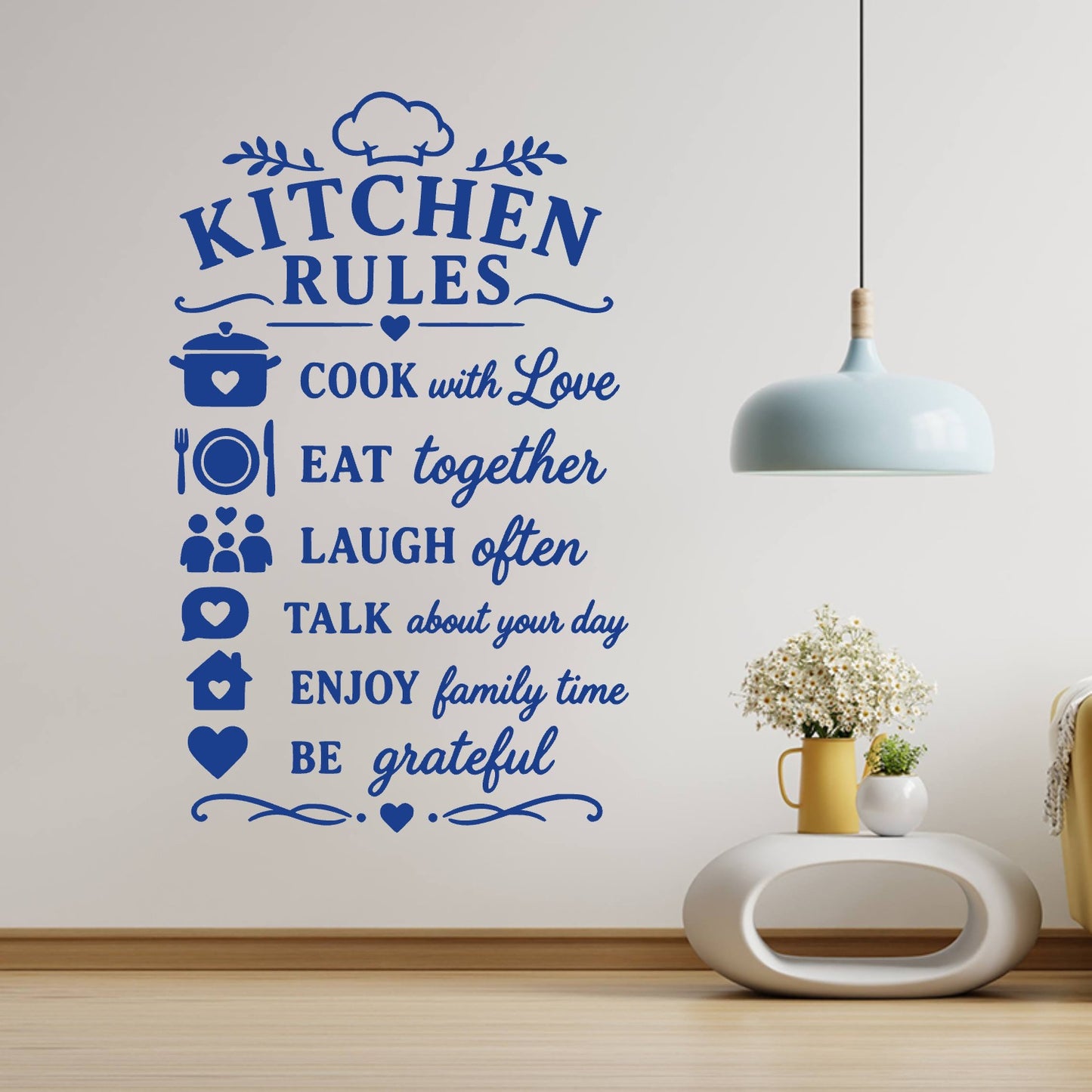 Kitchen Rules Wall Sticker – Cook With Love Eat Together Family Quote Decal