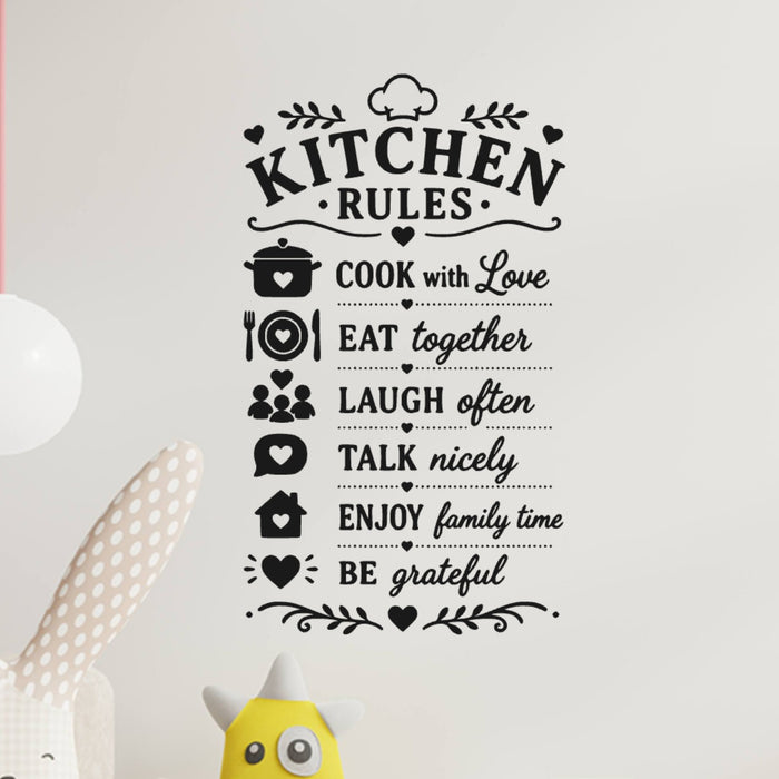 Family Kitchen Rules Wall Sticker ‚Äì Cook With Love Eat Together Laugh Often