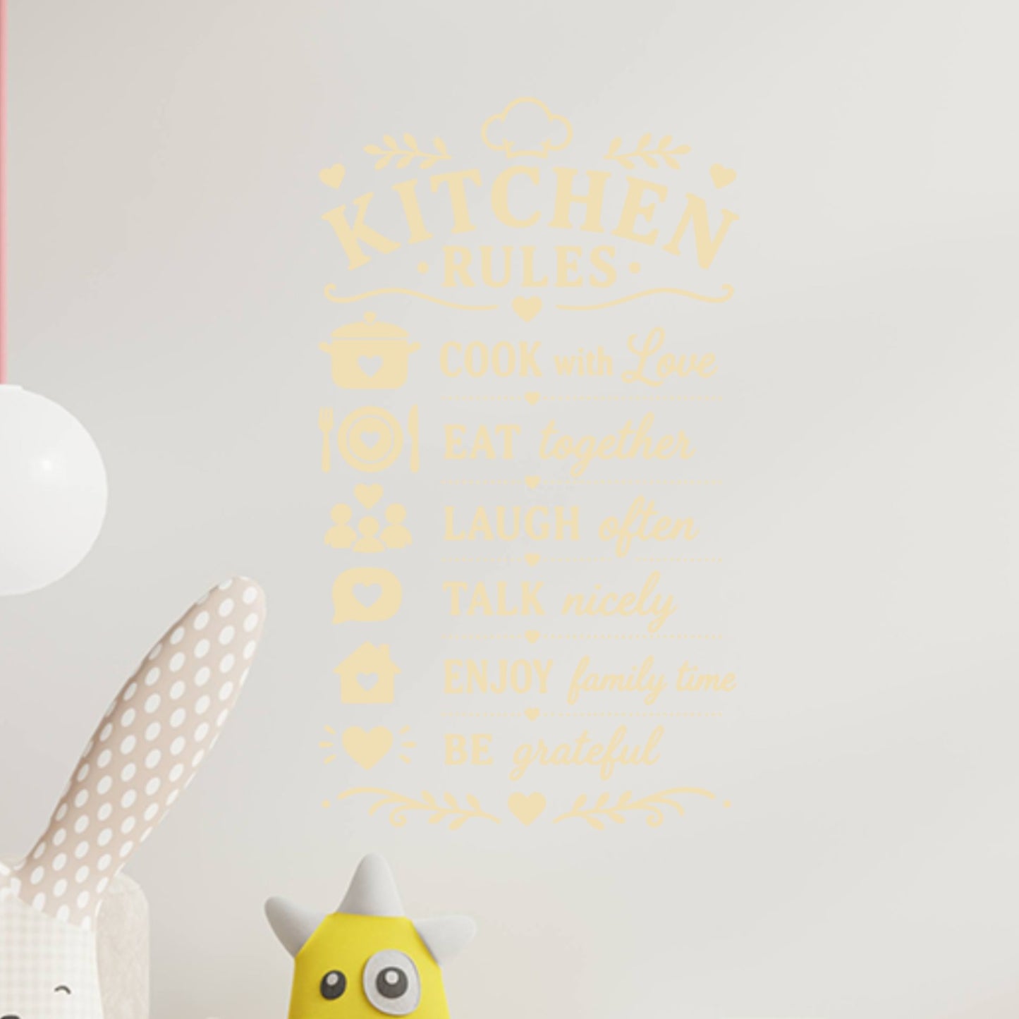 Family Kitchen Rules Wall Sticker – Cook With Love Eat Together Laugh Often