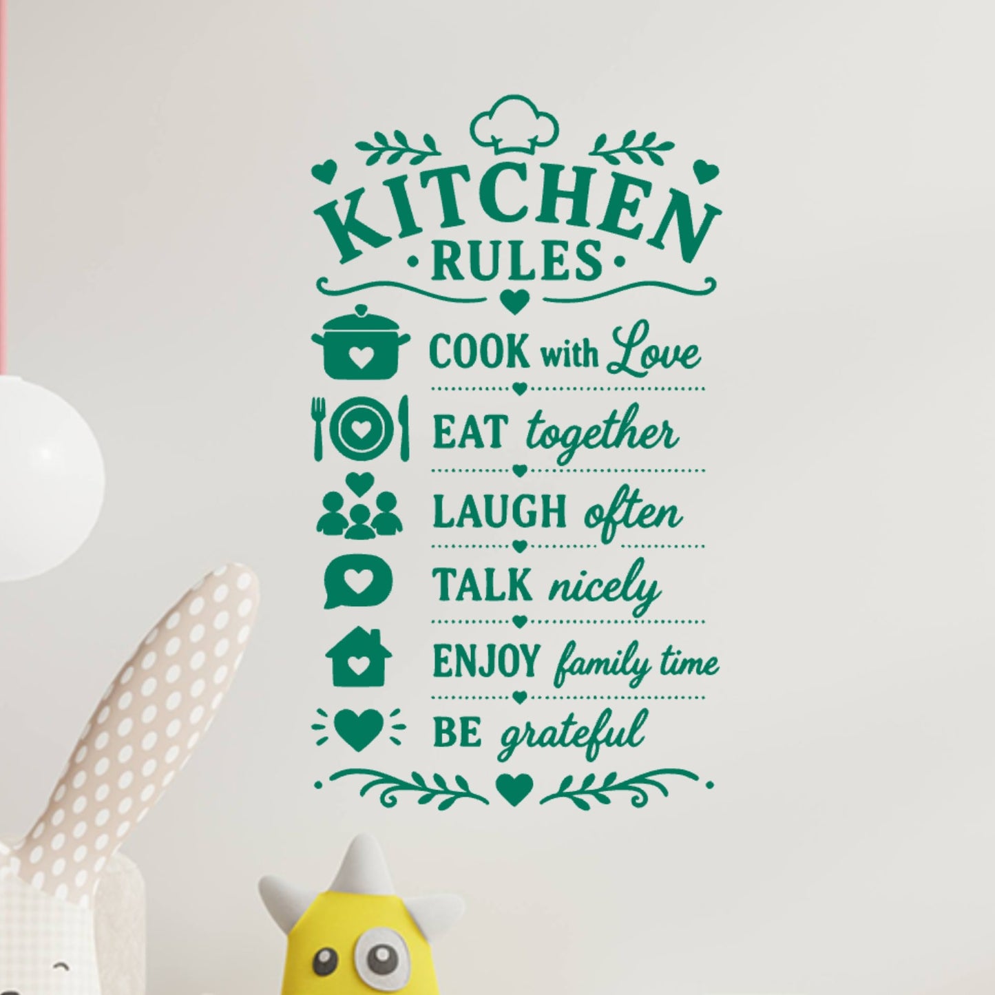 Family Kitchen Rules Wall Sticker – Cook With Love Eat Together Laugh Often