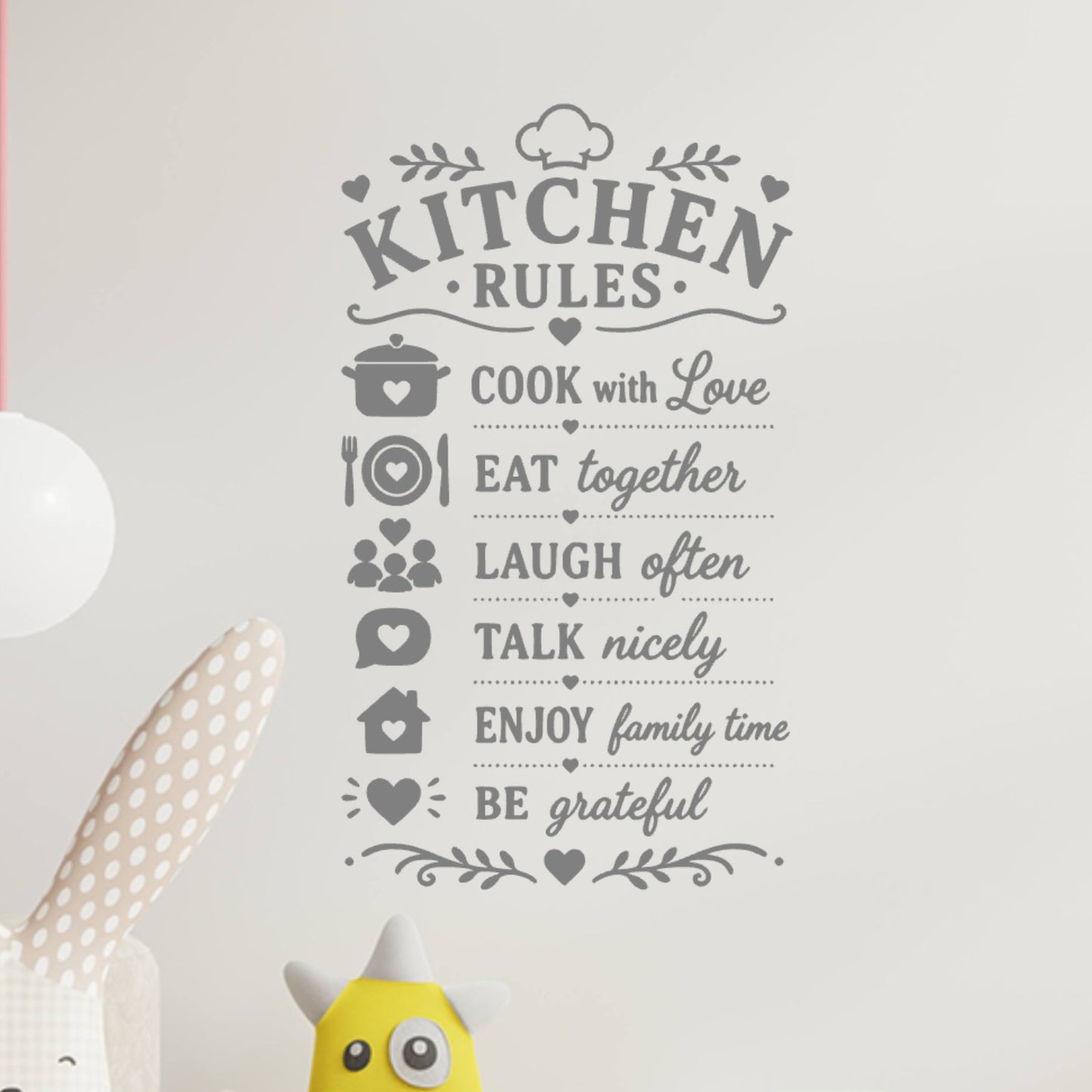 Family Kitchen Rules Wall Sticker – Cook With Love Eat Together Laugh Often