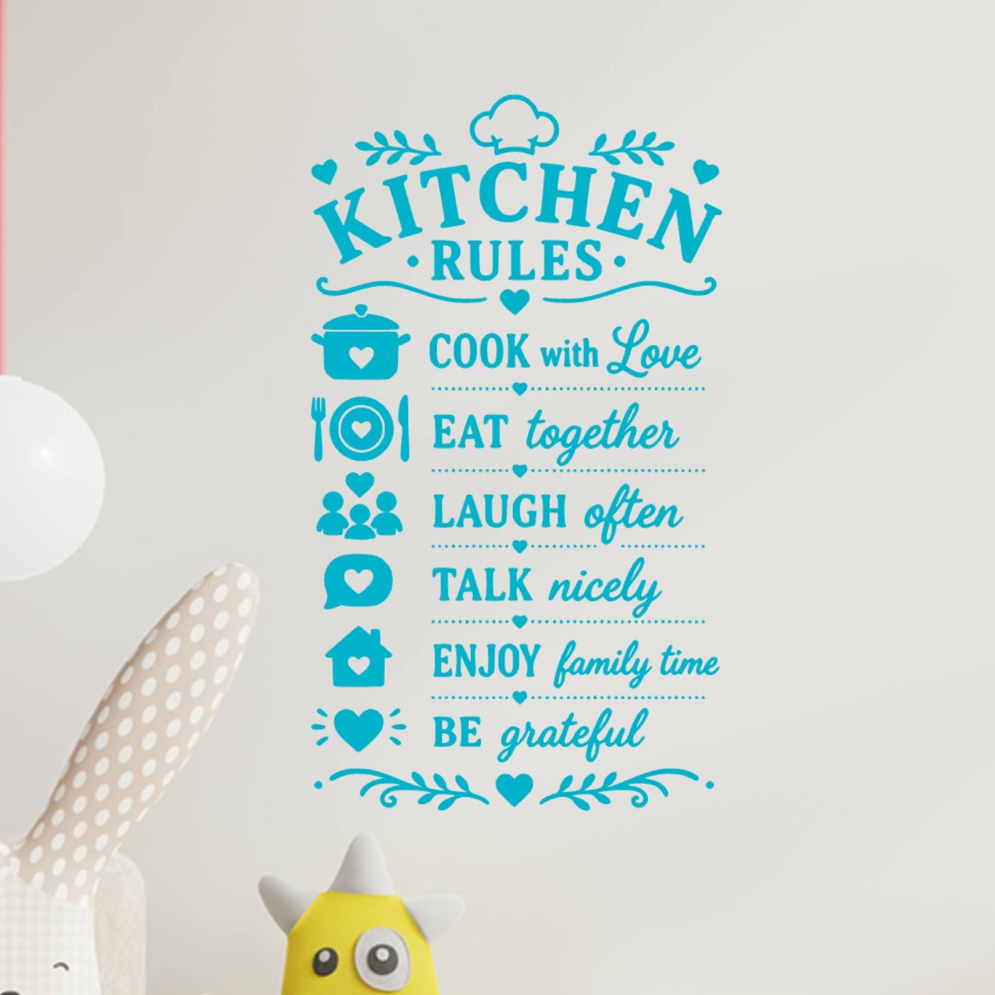 Family Kitchen Rules Wall Sticker – Cook With Love Eat Together Laugh Often