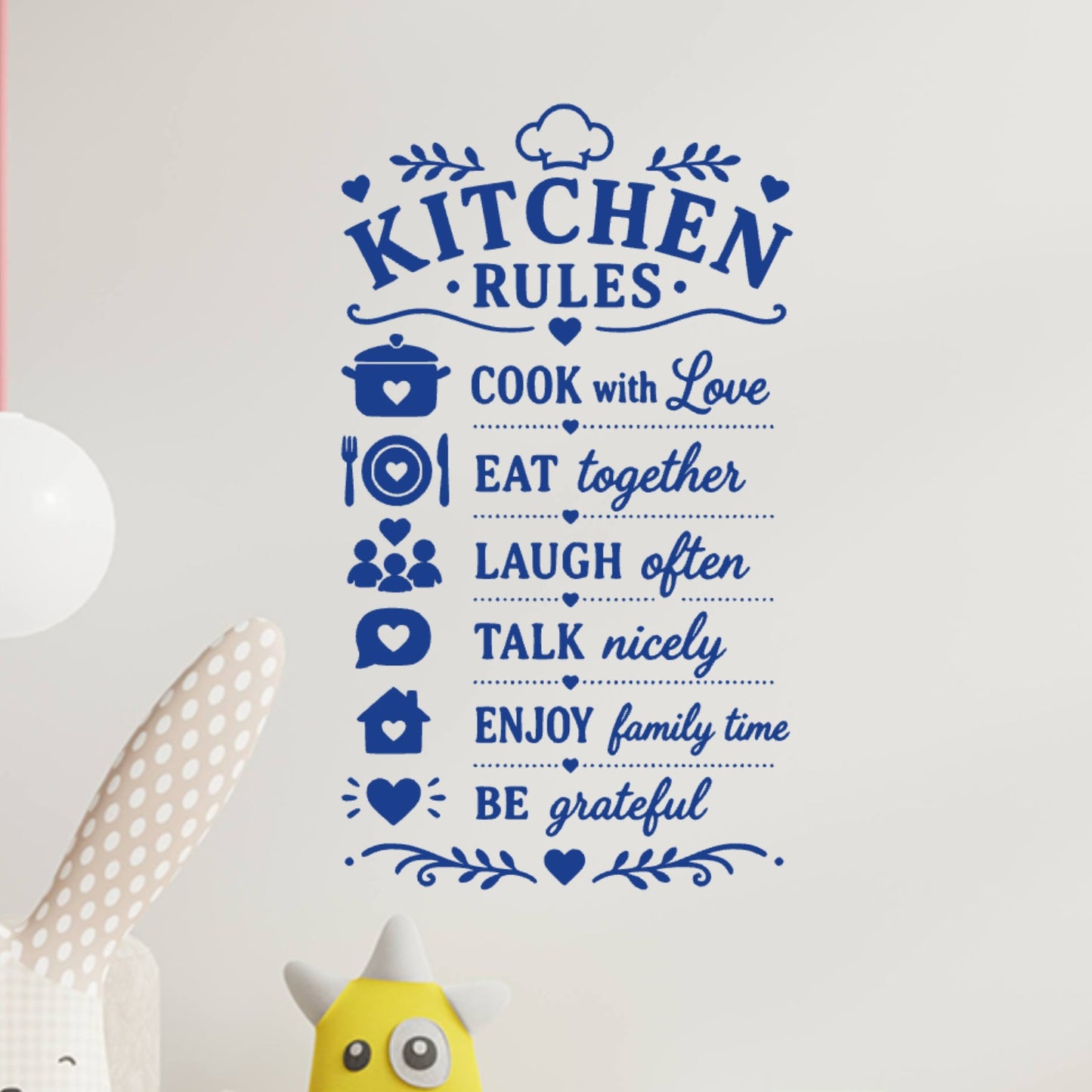 Family Kitchen Rules Wall Sticker – Cook With Love Eat Together Laugh Often