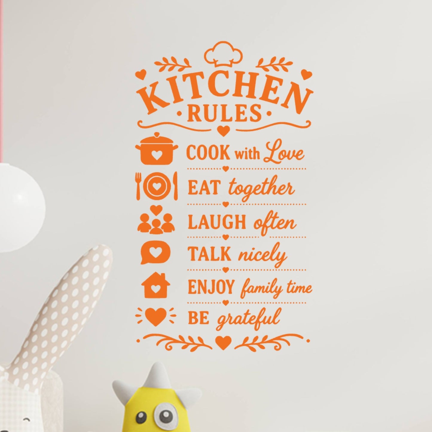Family Kitchen Rules Wall Sticker – Cook With Love Eat Together Laugh Often