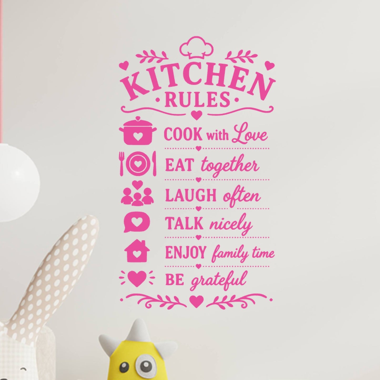 Family Kitchen Rules Wall Sticker – Cook With Love Eat Together Laugh Often