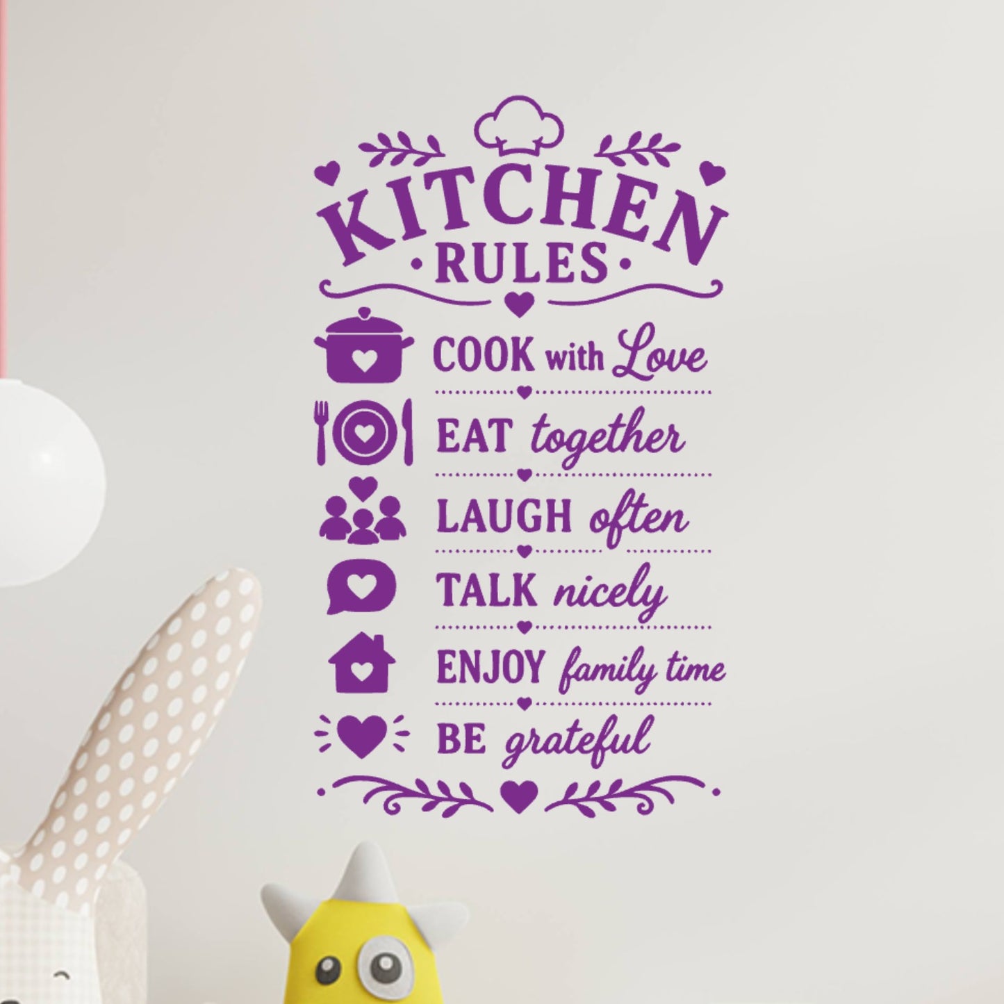 Family Kitchen Rules Wall Sticker – Cook With Love Eat Together Laugh Often