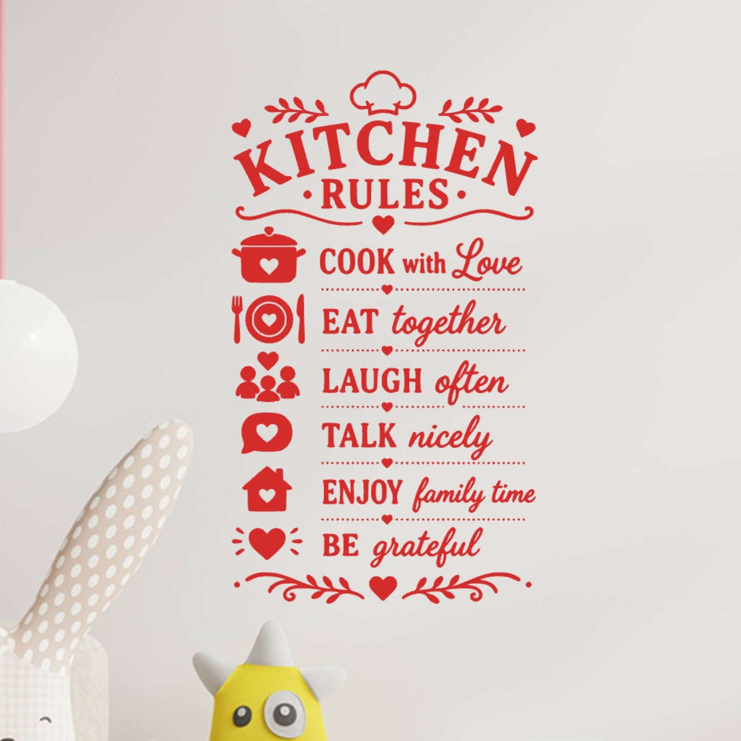 Family Kitchen Rules Wall Sticker – Cook With Love Eat Together Laugh Often