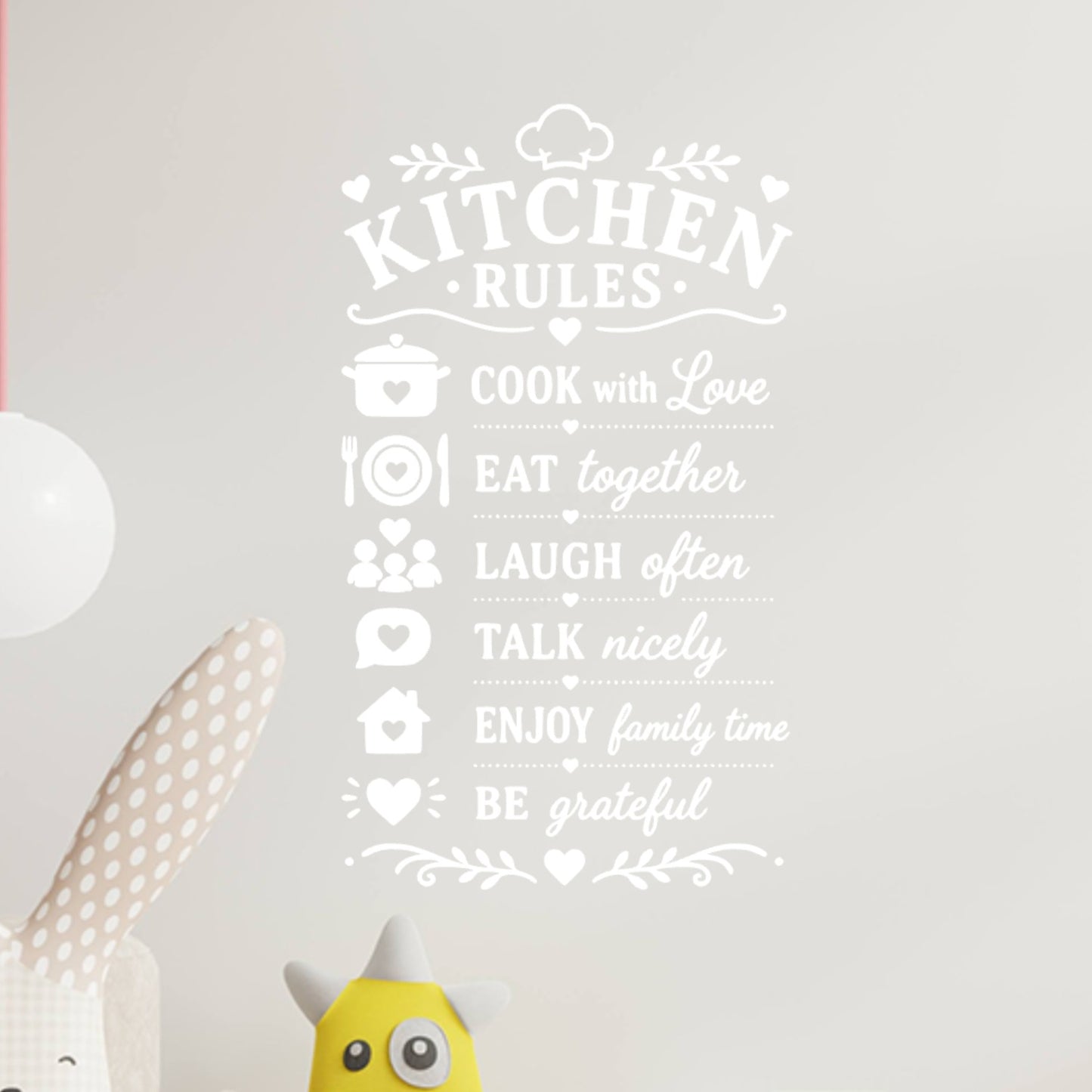 Family Kitchen Rules Wall Sticker – Cook With Love Eat Together Laugh Often