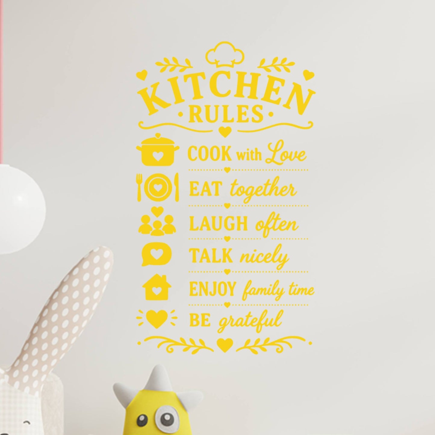 Family Kitchen Rules Wall Sticker – Cook With Love Eat Together Laugh Often