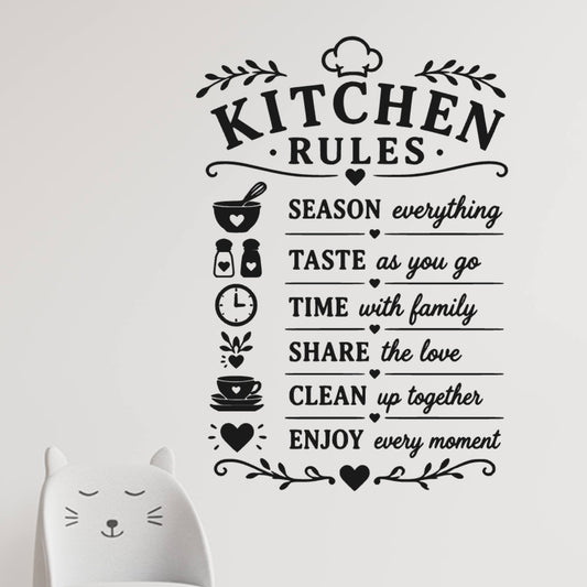 Kitchen Rules Wall Sticker – Season Taste Share Enjoy Family Quote Decal