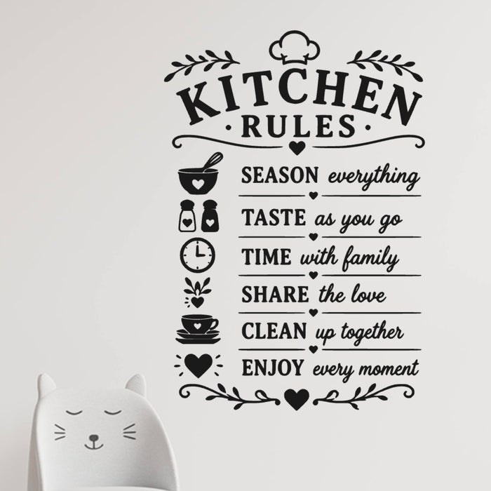 Kitchen Rules Wall Sticker ‚Äì Season Taste Share Enjoy Family Quote Decal