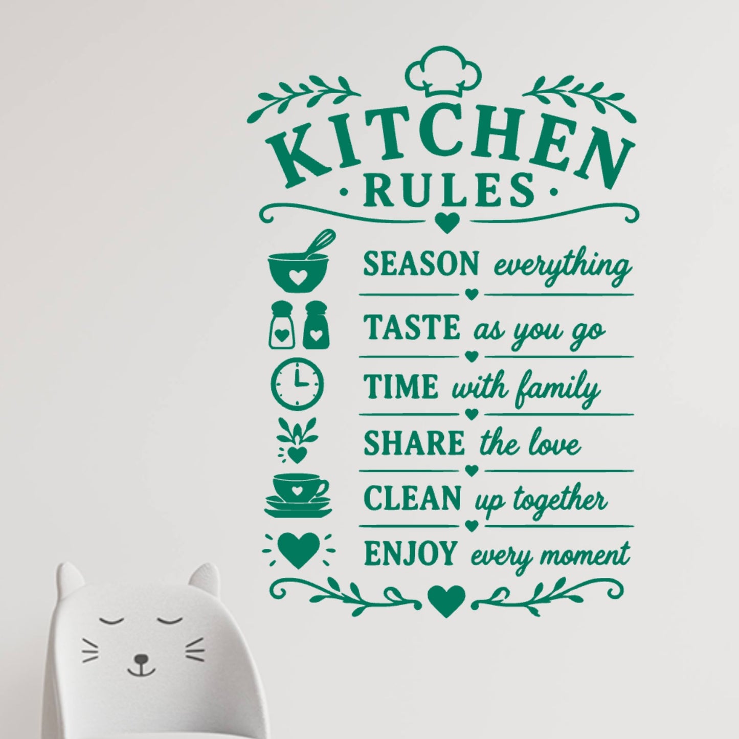 Kitchen Rules Wall Sticker – Season Taste Share Enjoy Family Quote Decal