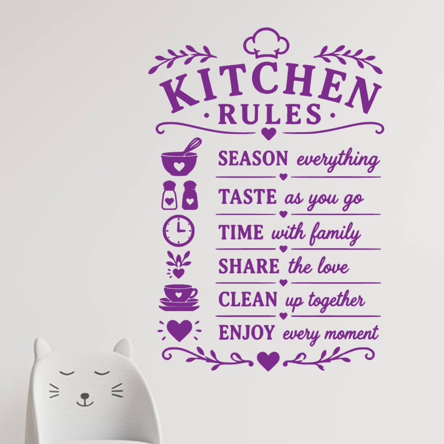Kitchen Rules Wall Sticker – Season Taste Share Enjoy Family Quote Decal