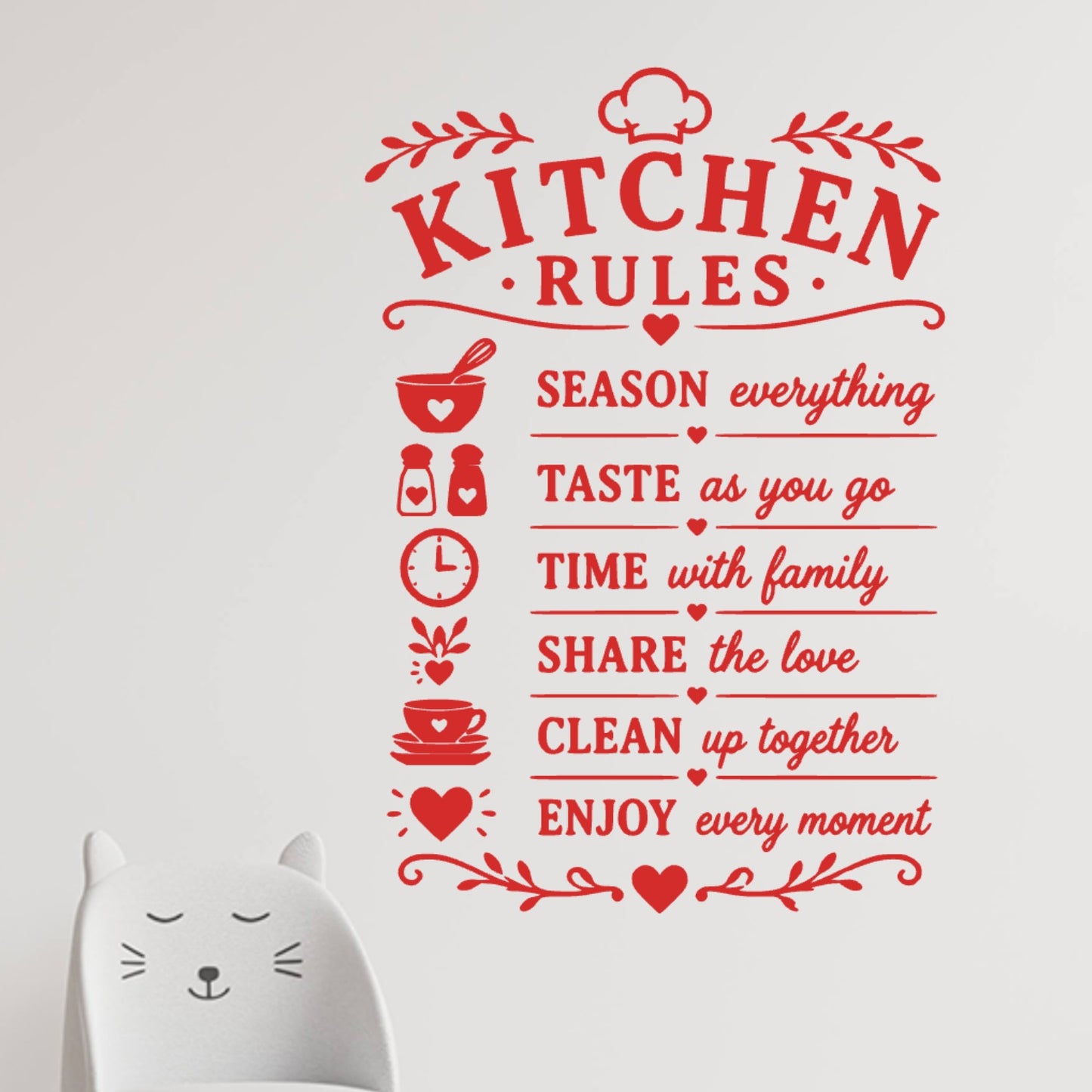 Kitchen Rules Wall Sticker – Season Taste Share Enjoy Family Quote Decal