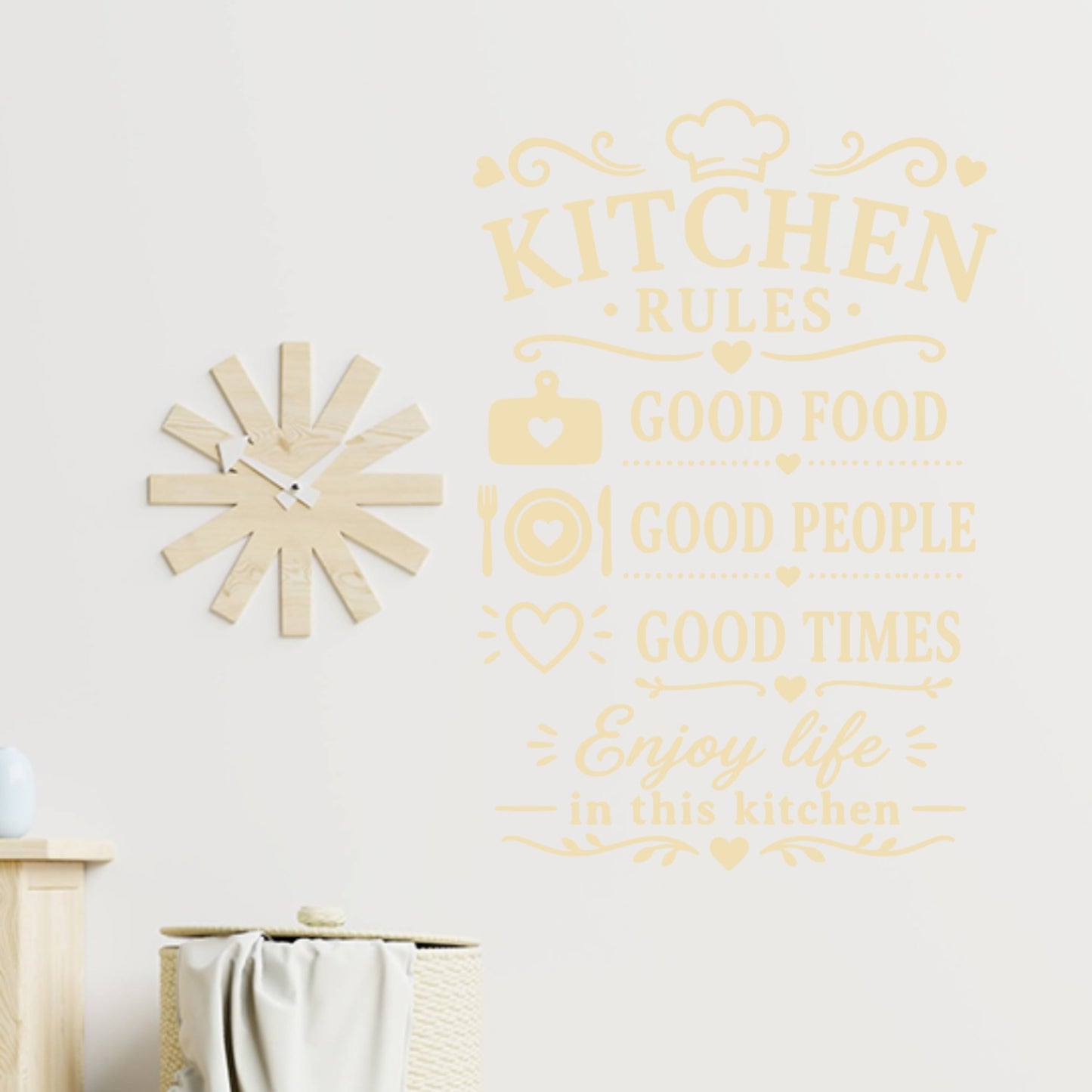 Kitchen Rules Wall Sticker – Good Food Good People Good Times Quote Decal
