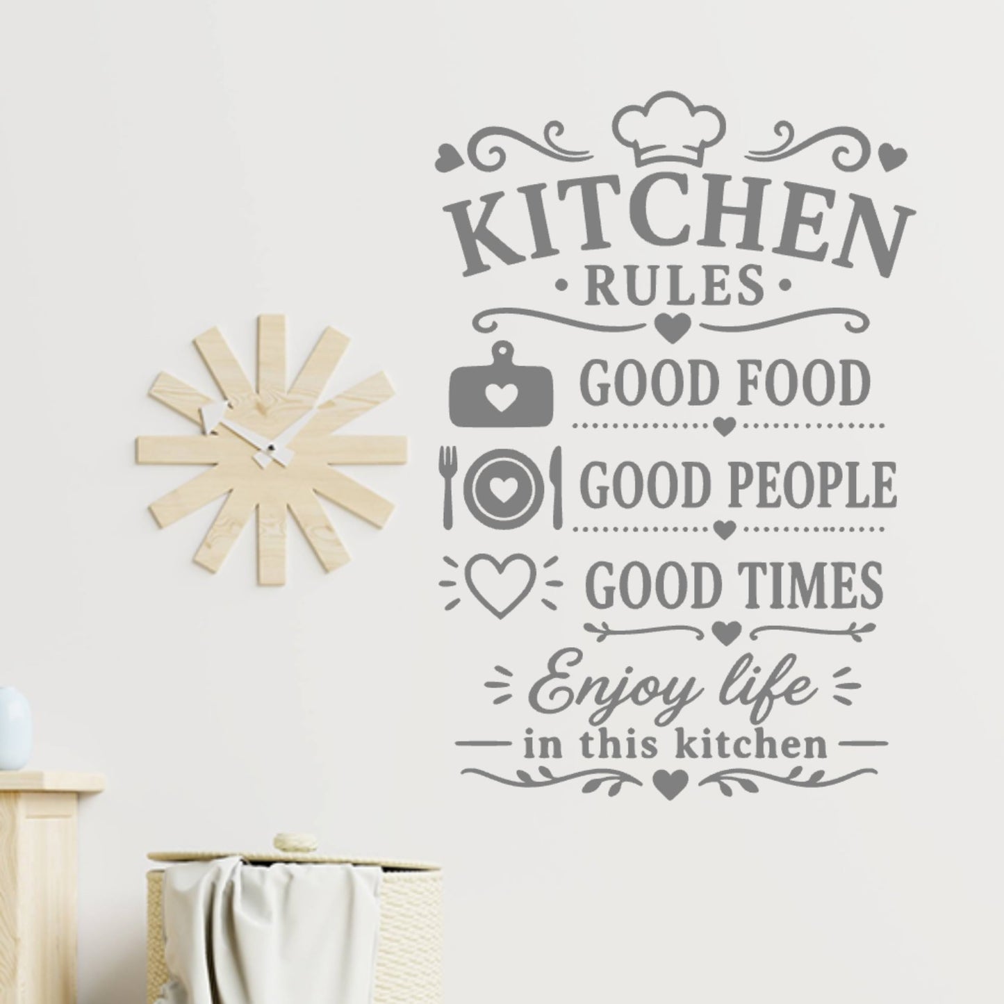 Kitchen Rules Wall Sticker – Good Food Good People Good Times Quote Decal