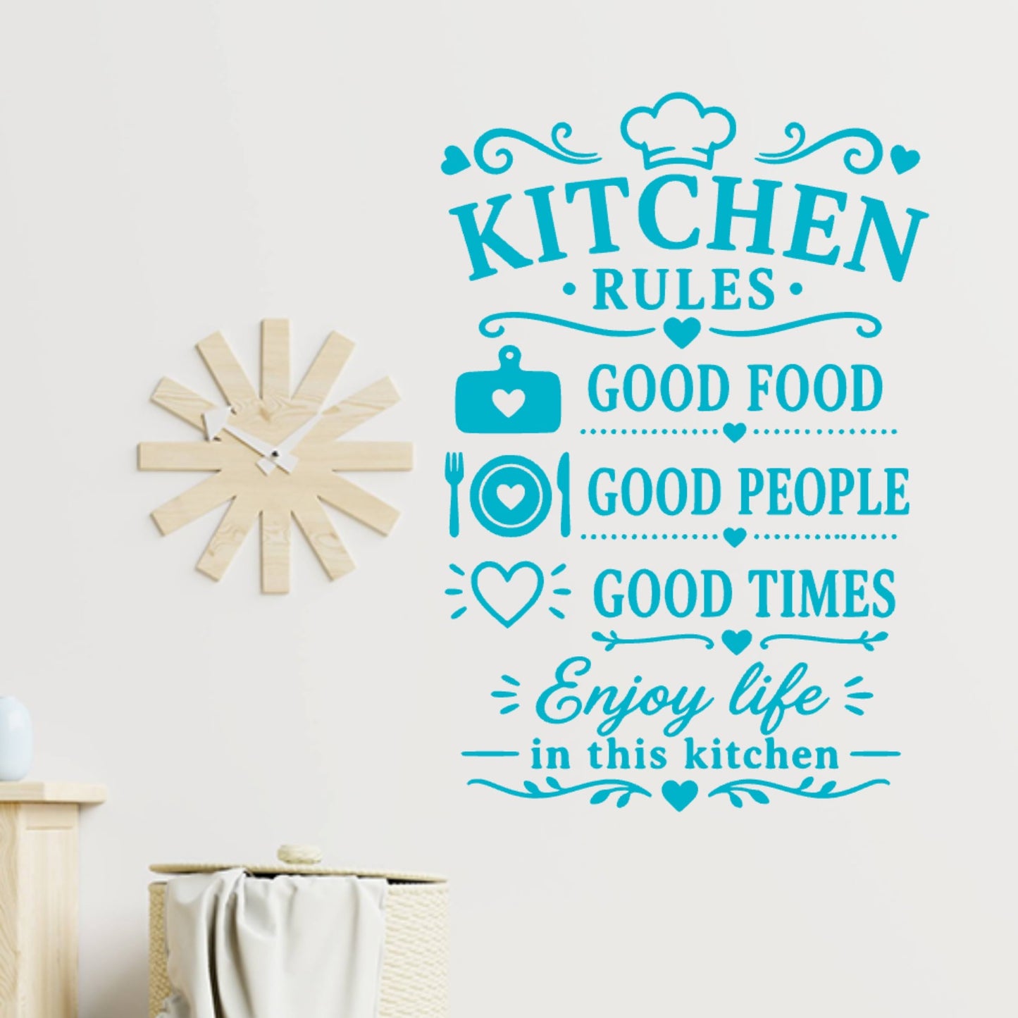 Kitchen Rules Wall Sticker – Good Food Good People Good Times Quote Decal
