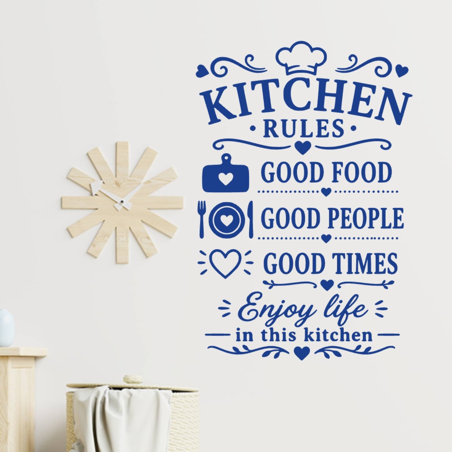 Kitchen Rules Wall Sticker – Good Food Good People Good Times Quote Decal