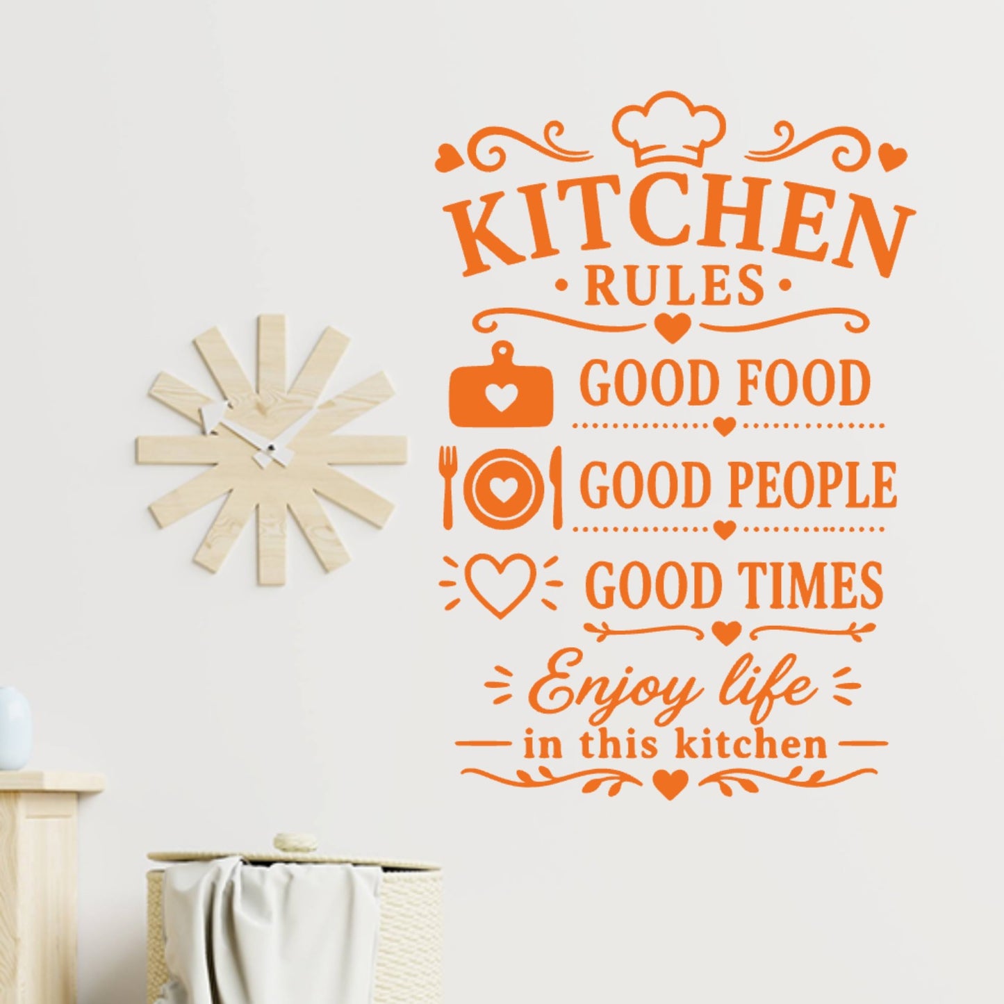 Kitchen Rules Wall Sticker – Good Food Good People Good Times Quote Decal