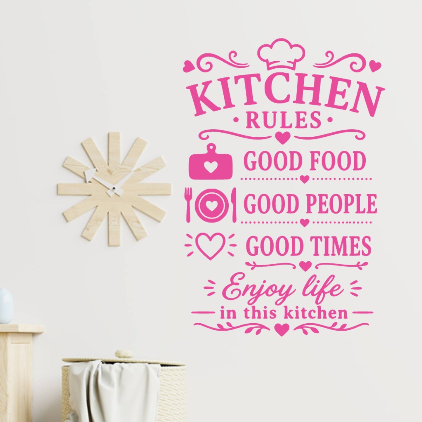 Kitchen Rules Wall Sticker – Good Food Good People Good Times Quote Decal