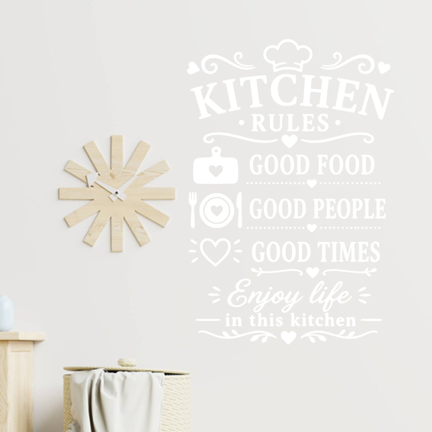 Kitchen Rules Wall Sticker – Good Food Good People Good Times Quote Decal
