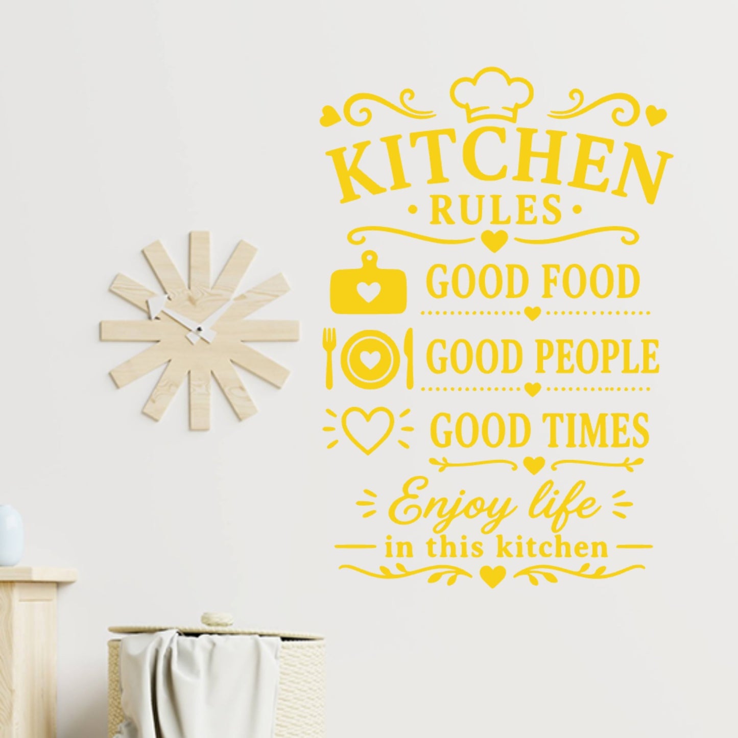 Kitchen Rules Wall Sticker – Good Food Good People Good Times Quote Decal