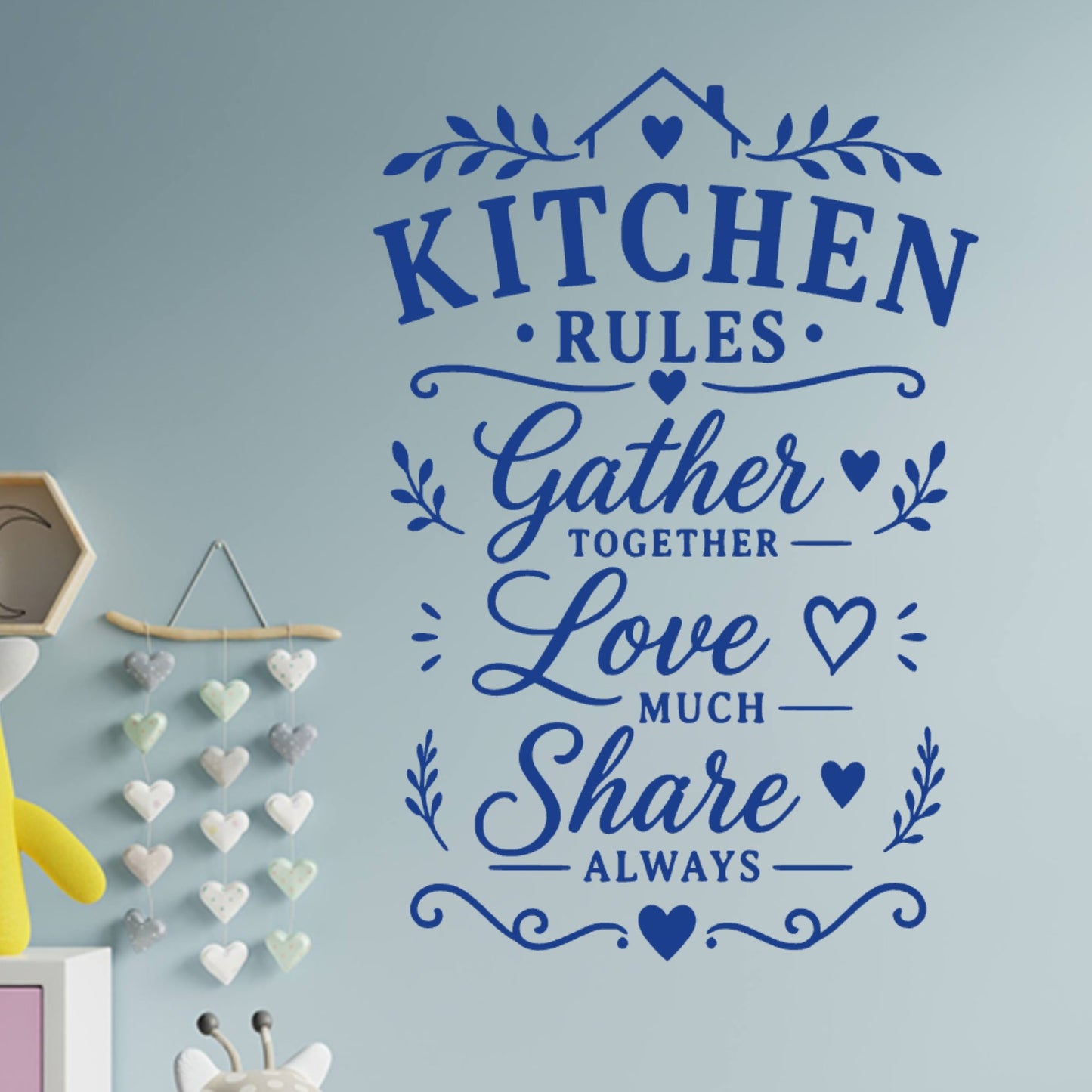 Farmhouse Kitchen Rules Wall Sticker – Gather Love Share Quote Decal
