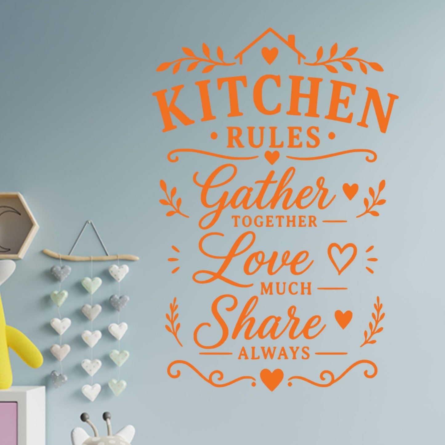 Farmhouse Kitchen Rules Wall Sticker – Gather Love Share Quote Decal