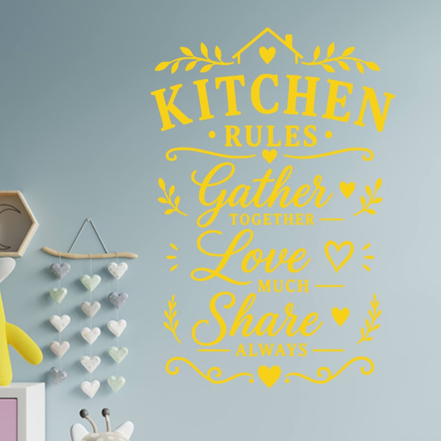 Farmhouse Kitchen Rules Wall Sticker – Gather Love Share Quote Decal