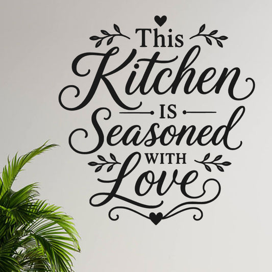Farmhouse Kitchen Wall Sticker – This Kitchen Is Seasoned With Love Decal