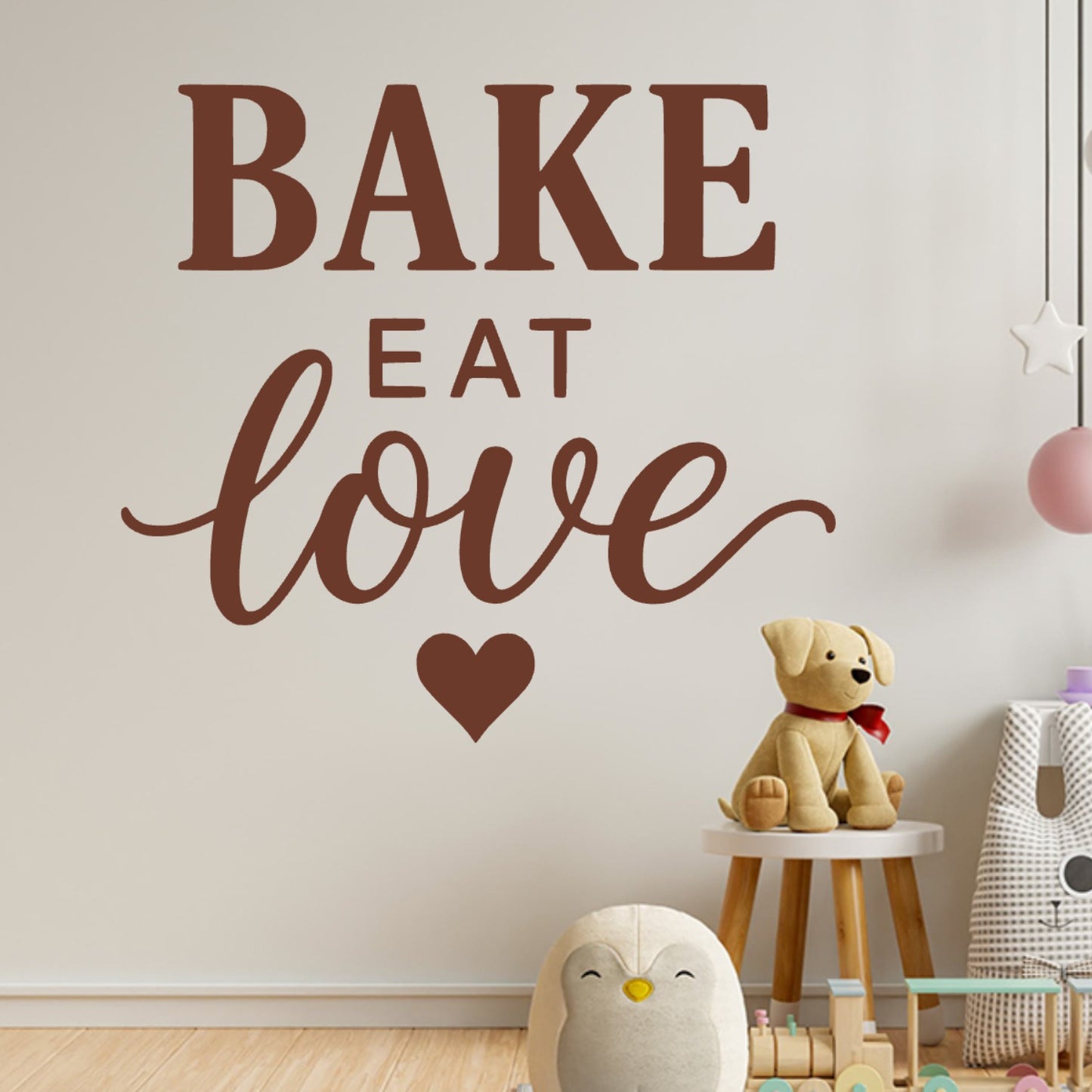 Bake Eat Love Wall Sticker – Bold Typography Baking & Cooking Quote