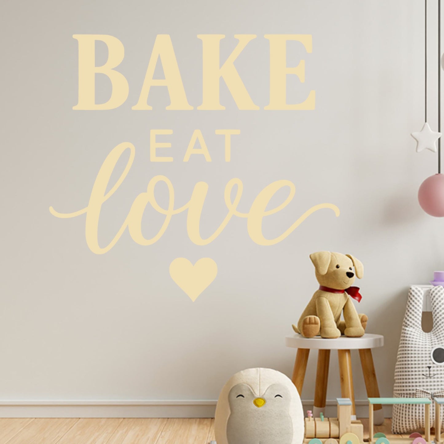 Bake Eat Love Wall Sticker – Bold Typography Baking & Cooking Quote