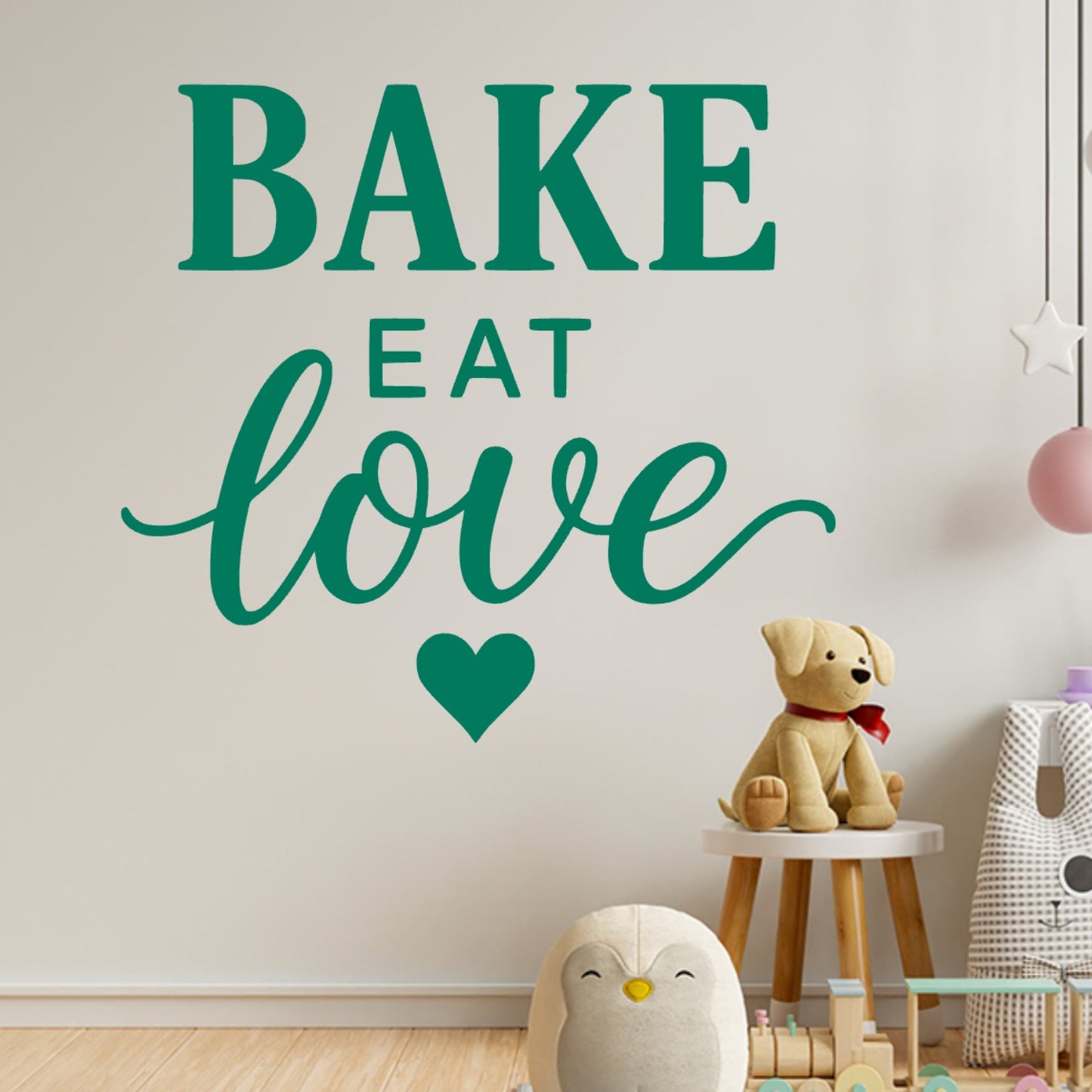 Bake Eat Love Wall Sticker – Bold Typography Baking & Cooking Quote