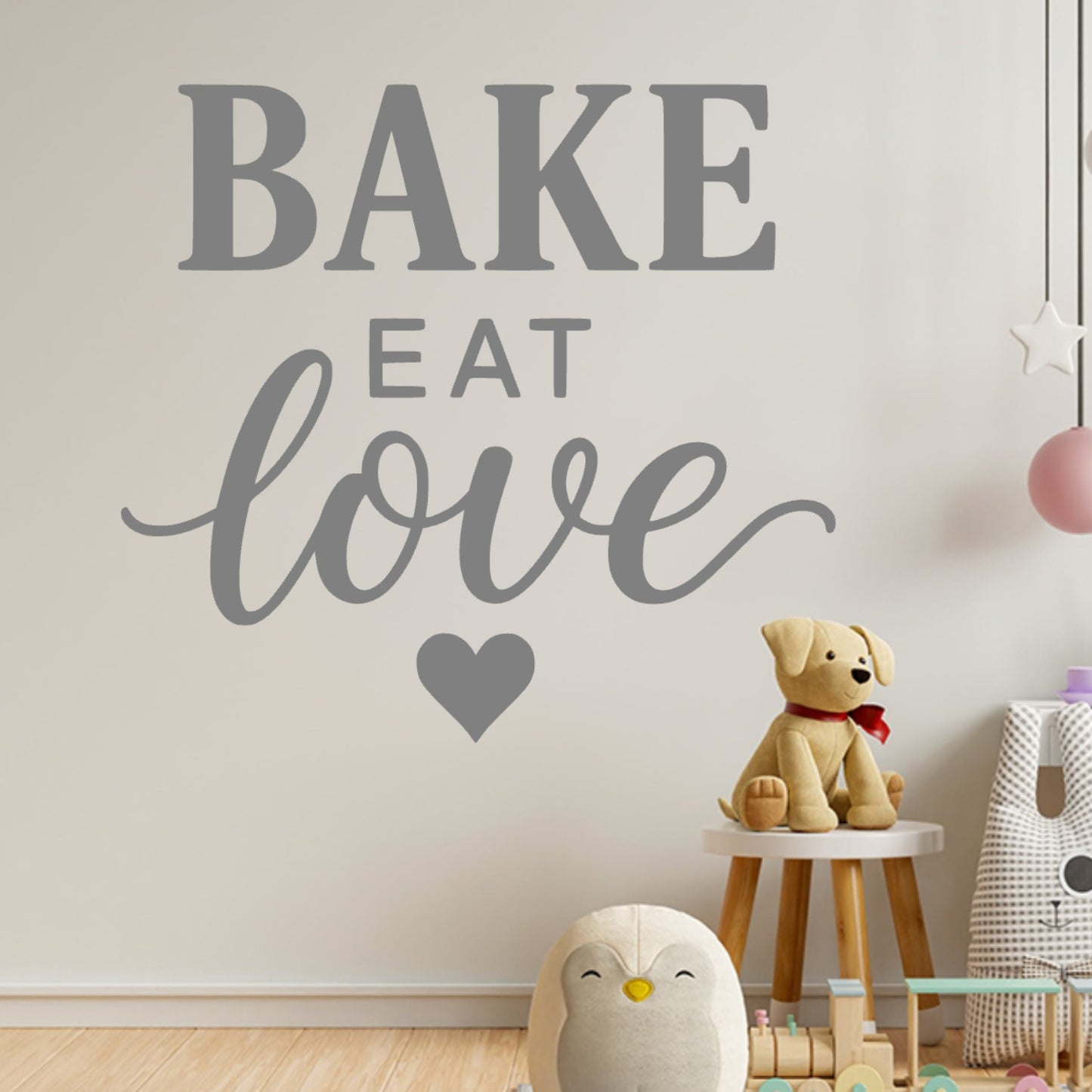 Bake Eat Love Wall Sticker – Bold Typography Baking & Cooking Quote