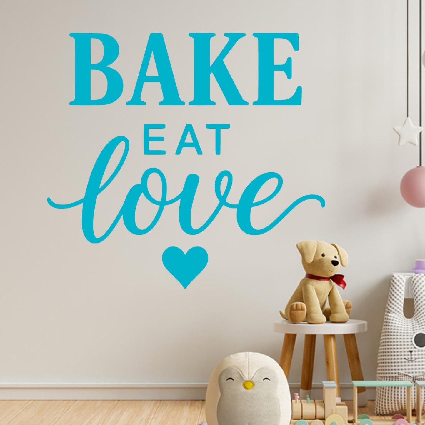Bake Eat Love Wall Sticker – Bold Typography Baking & Cooking Quote