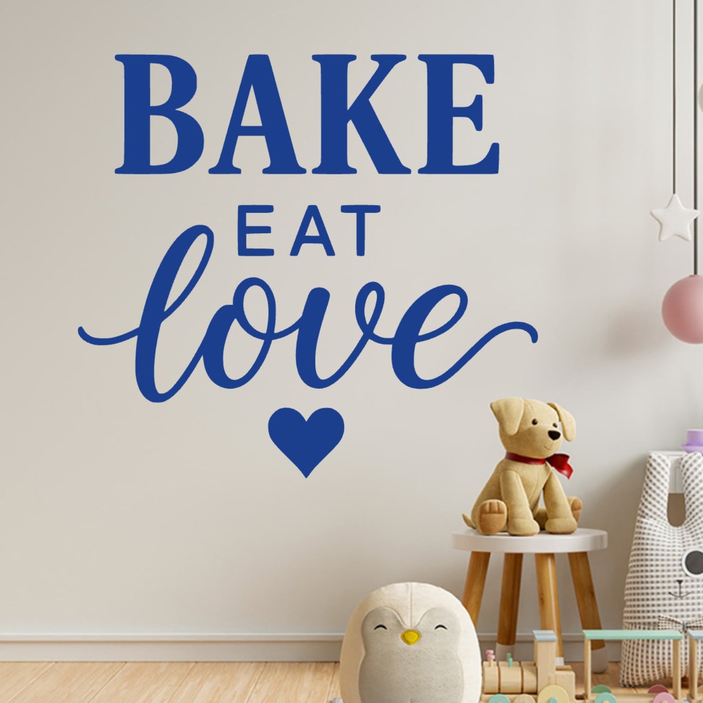 Bake Eat Love Wall Sticker – Bold Typography Baking & Cooking Quote