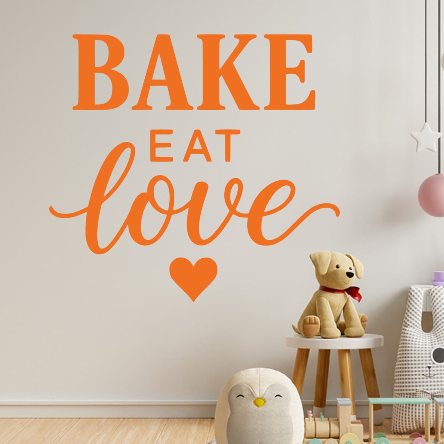 Bake Eat Love Wall Sticker – Bold Typography Baking & Cooking Quote