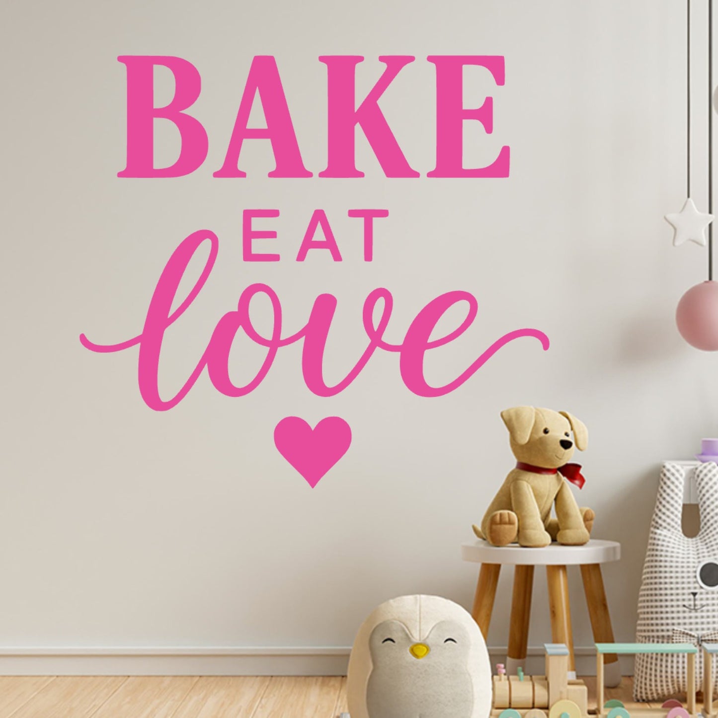 Bake Eat Love Wall Sticker – Bold Typography Baking & Cooking Quote