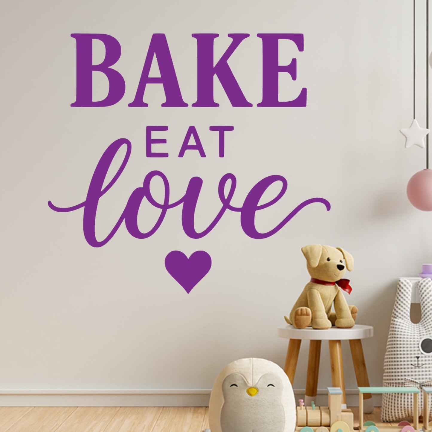 Bake Eat Love Wall Sticker – Bold Typography Baking & Cooking Quote