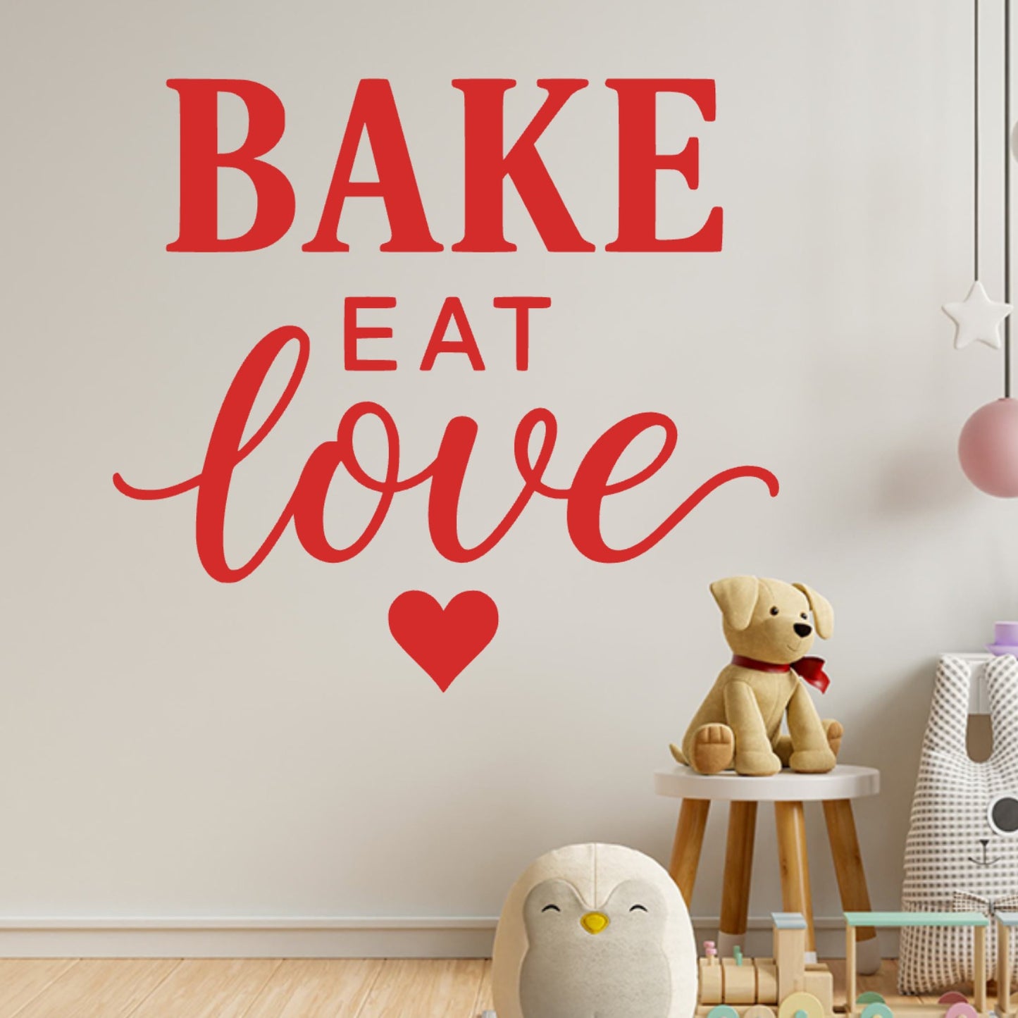 Bake Eat Love Wall Sticker – Bold Typography Baking & Cooking Quote