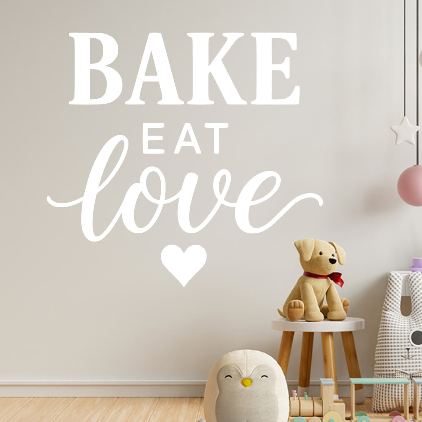 Bake Eat Love Wall Sticker – Bold Typography Baking & Cooking Quote