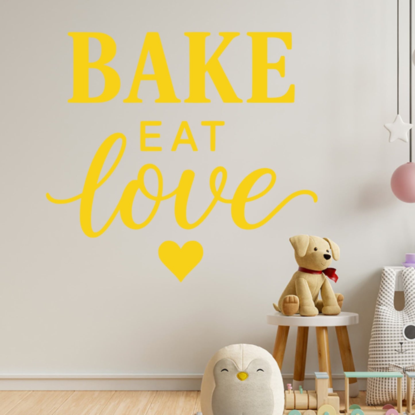 Bake Eat Love Wall Sticker – Bold Typography Baking & Cooking Quote